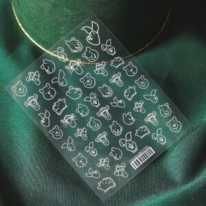 Winnie the Pooh and Friends Head Outline Themed Nail Art Stickers/Decals